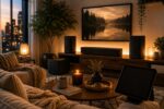 Bose Lifestyle speakers creating immersive cozy tech atmosphere in modern living space